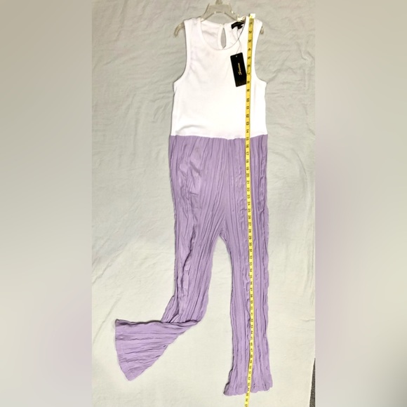 SHINESTAR crinkled white/Lavender one piece jumpsuit size S NWT - Picture 5 of 9